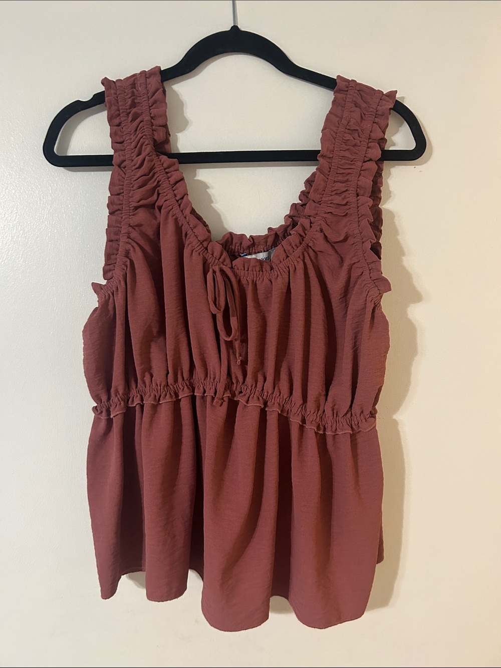 Velvet Moon Mauve Ruffle-Strap Peplum Camisole Top